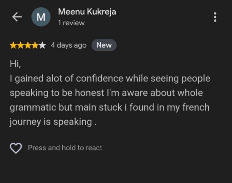 Real Student Review Screenshot 1
